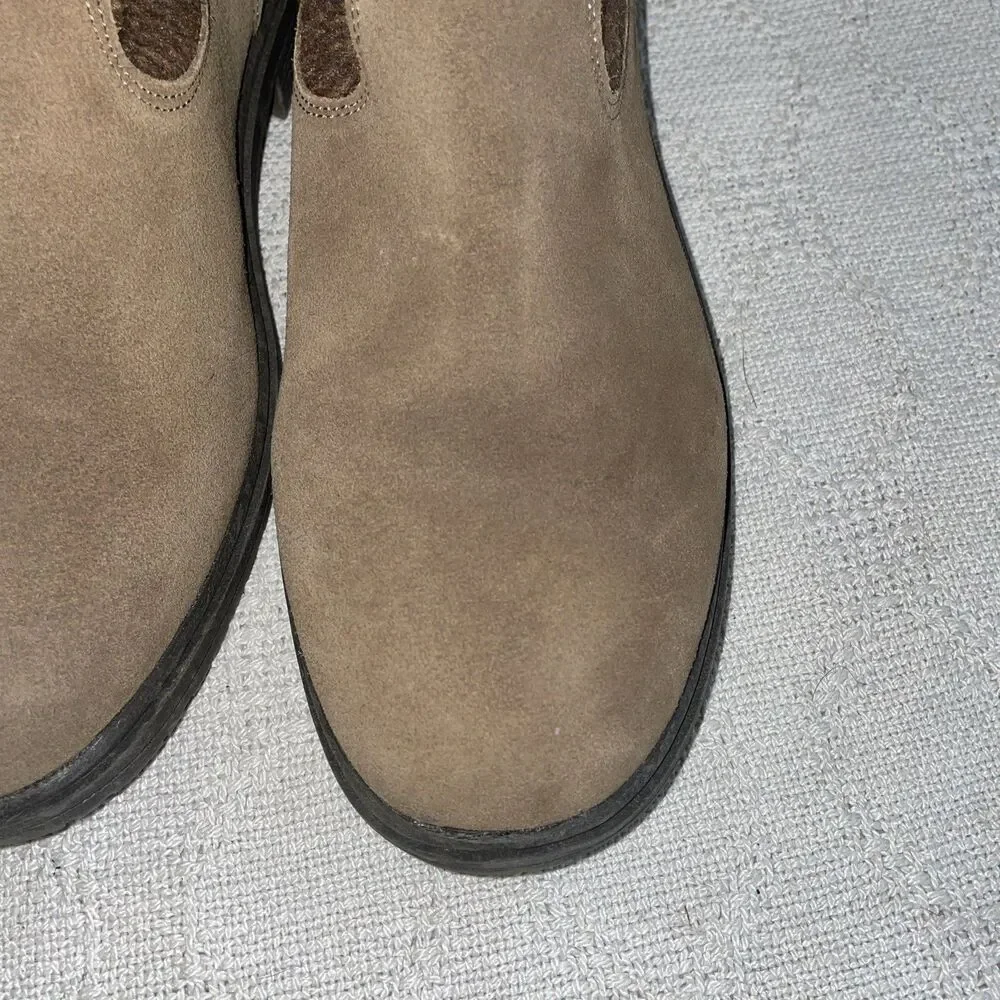 Minnetonka Women’s Fabric Top Booties Size 9 M Brown Leather Grip Sole Comfort